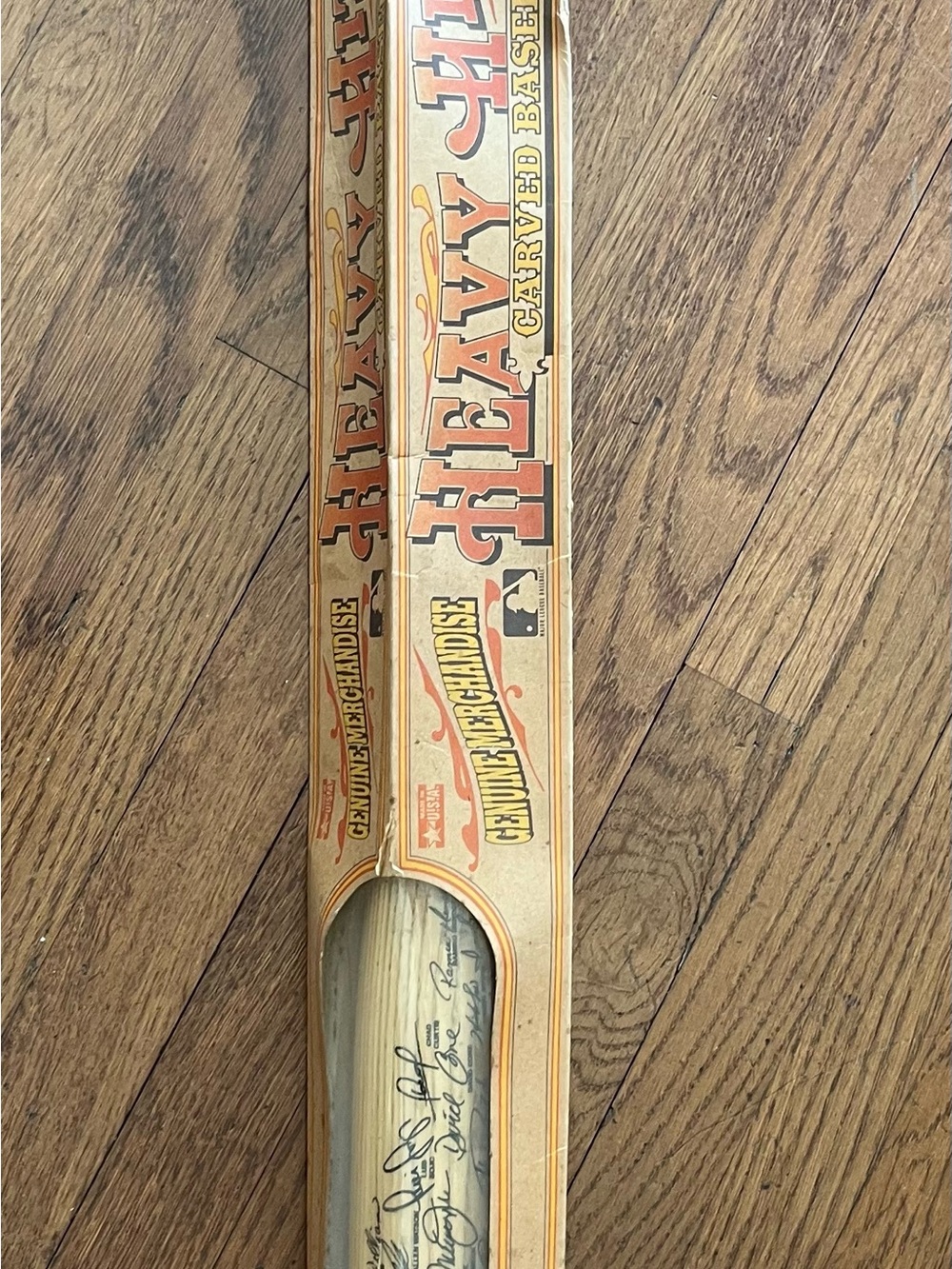 Heavy Chev Carved Bat in Branded Display Box - Tan & Orange